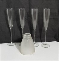4 Champagne Flutes and 1 Light Shade
