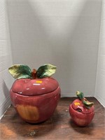 Apple cookie jar and apple sugar bowl
