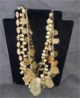 Amber and Shell Multi-Strand Necklace