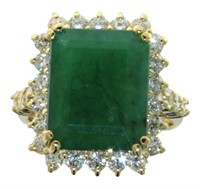 14kt Gold 9.64 ct GIA Emerald & Diamond Ring