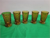 (5) Amber Color Drinking Glasses