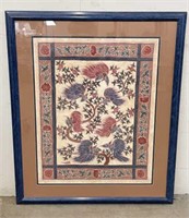 4 FT Framed Batik Style Floral Print on Material