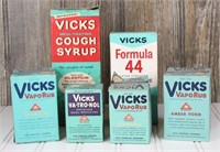 Assorted Vicks Medicine Bottles w/Boxes