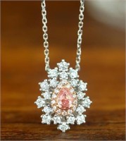 18K Gold Natural Pink Diamond Necklace