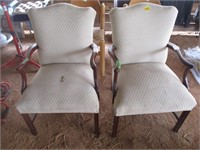 PAIR OF MAHOGANY UPHOLSTERED DINING CHAIRS