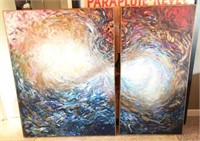 Abstract Oil on Canvas, Two Panels by Kearby
