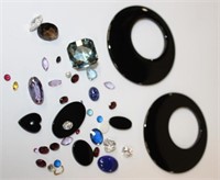 Large lot of Gemstones; blue topaz, garnet, opals,