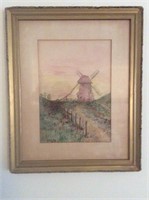 Vintage Windmill Framed Artwork