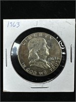 1963 Silver Franklin Half-Dollar MS w/ Toning