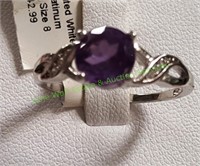 Amethyst & Created White Sapphire Ring