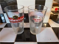 2 BUDWEISER NEBRASKA GLASSES