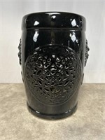 Black ceramic decorative plant stand, 18 inches