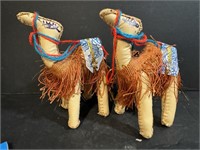 Two Vintge handstitched Leather Camel Figures