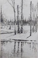 Signed, Monotone Winter Landscape, Litho 55/100