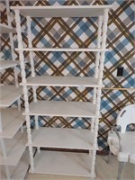 Five tier white wooden shelf