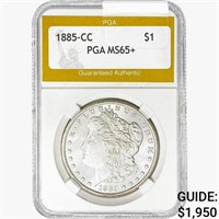 1885-CC Morgan Silver Dollar PGA MS65+