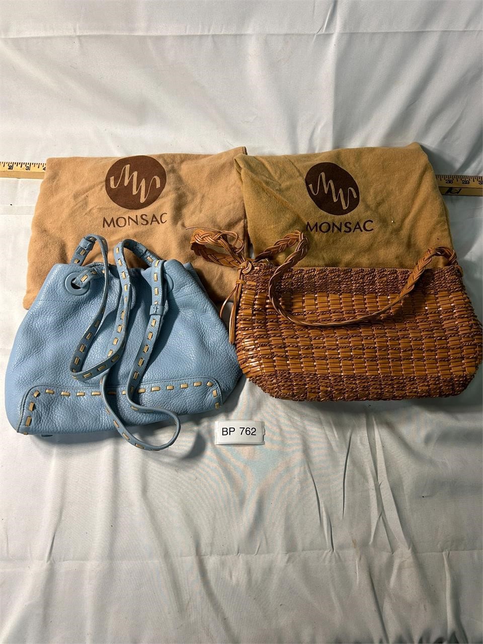 Lot of Two Monsac Leather Purses w Dust Bag
