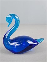 Cobalt Art Glass Swan
