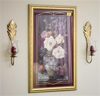 FLORAL PRINT & CANDLE SCONCE PAIR