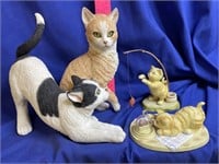 3 Cat Figurines