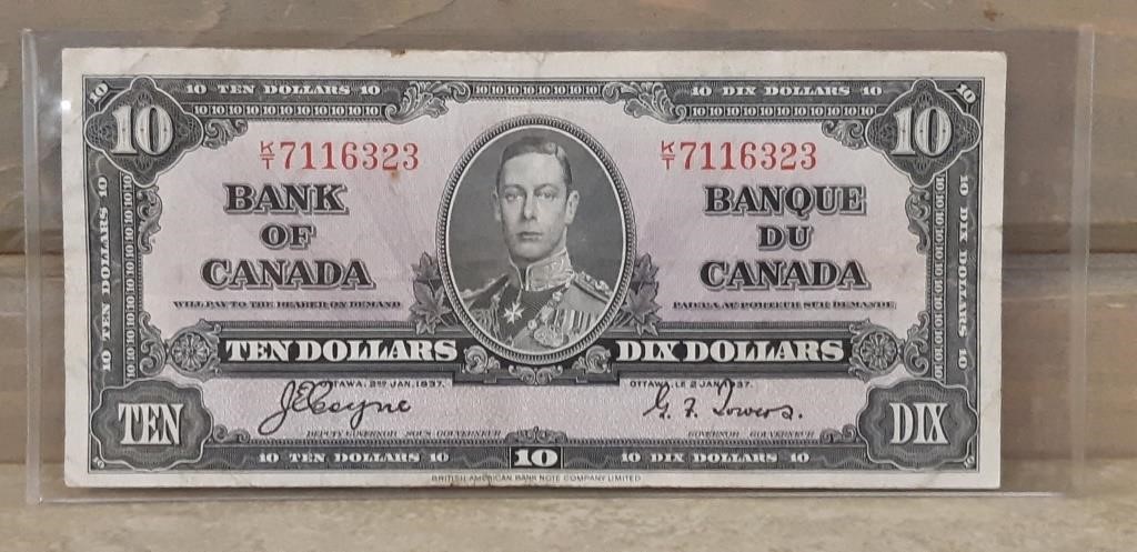 1937 Ten Dollar circulated bill PRE K/T
