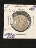 Dominican Republic 1991  25 Centavos Coin
