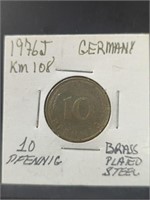 1976 German coin 10 finnig