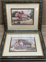 (2) Framed Marty Bell Cards 12x10"