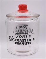 Vintage Tom's Roasted Peanuts Glass Countertop Jar