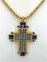 Bob Mackie Designer Rhinestone Cross Necklace