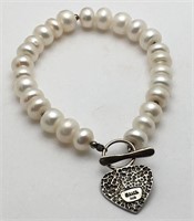 Pearl Beaded Bracelet W Sterling Clasp