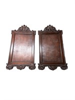 Pair of Framed Panels with Carving