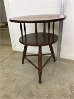 Vintage Wood 2 Tier End Table with 23” Round Top
