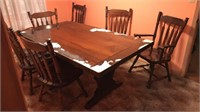 Large maple table with 6 chairs