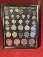 US TWENTIETH CENTURY TYPE COINS FRAMED SET