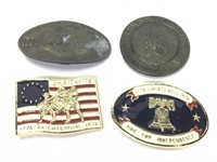 4 Vintage Patriotic Belt Buckles