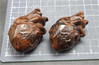 2, Large Mahogany Obsidian Anatomical Hearts, 10oz