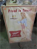 LARGE METAL MILLER BEER SIGN