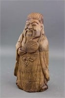 Chinese Old Bamboo Carved Scholar Statue