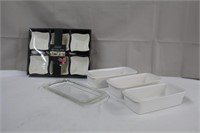 Tapas serving set in box and three 8" loaf plans
