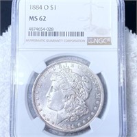 1884-O Morgan Silver Dollar NGC - MS62