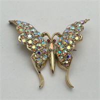 Butterfly Fashion Brooch W Rhinestones