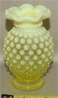 Vtg Fenton Uranium Opalescent Hobnail Vase
