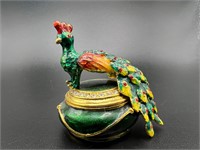 Vintage Pewter Peacock Trinket Box