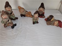6 ceramic Gnomes