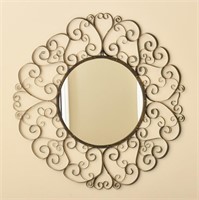 Wall Mirror Framed with Ornate Metal Work