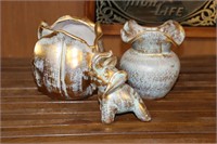 3 Stangl Pottery Pieces - Antique Gold Elephant