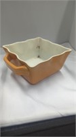 Orange Ceramic Square Bowl w/Ruffled Edge