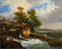 Watermill Landscape O/C Signed A. de Cains