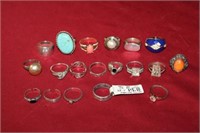 19 Sterling Silver Rings (2 are toe rings)